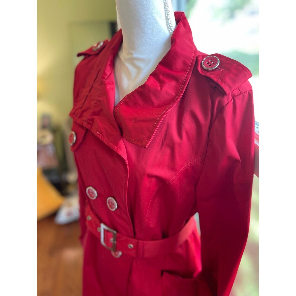 Covington Women’s Raincoat Size L Red Classic Trench Style BNW/Out Tags - Picture 9 of 11